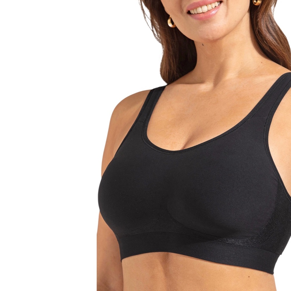 Shapermint Essentials Everyday Comfort Straps Wireless Black Bra With Extender L